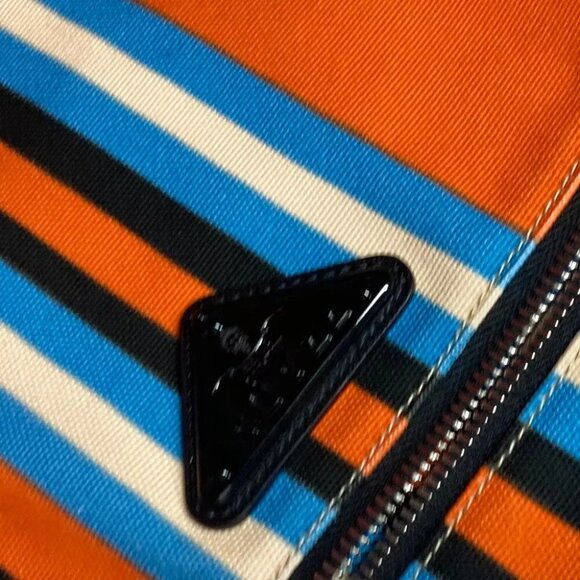 Auth PRADA 2VY007 stripe Triangle Bayadere bag crossbody Shoulder Bag - Picture 3 of 16